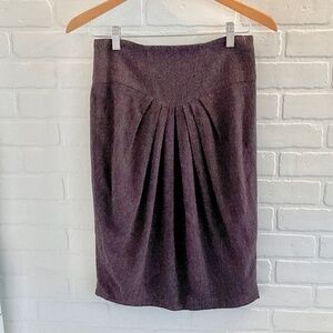 IRIS Setlakwe Women Skirt Tweed Wool blend Pleated Waist Pencil Plum Purple Sz 4